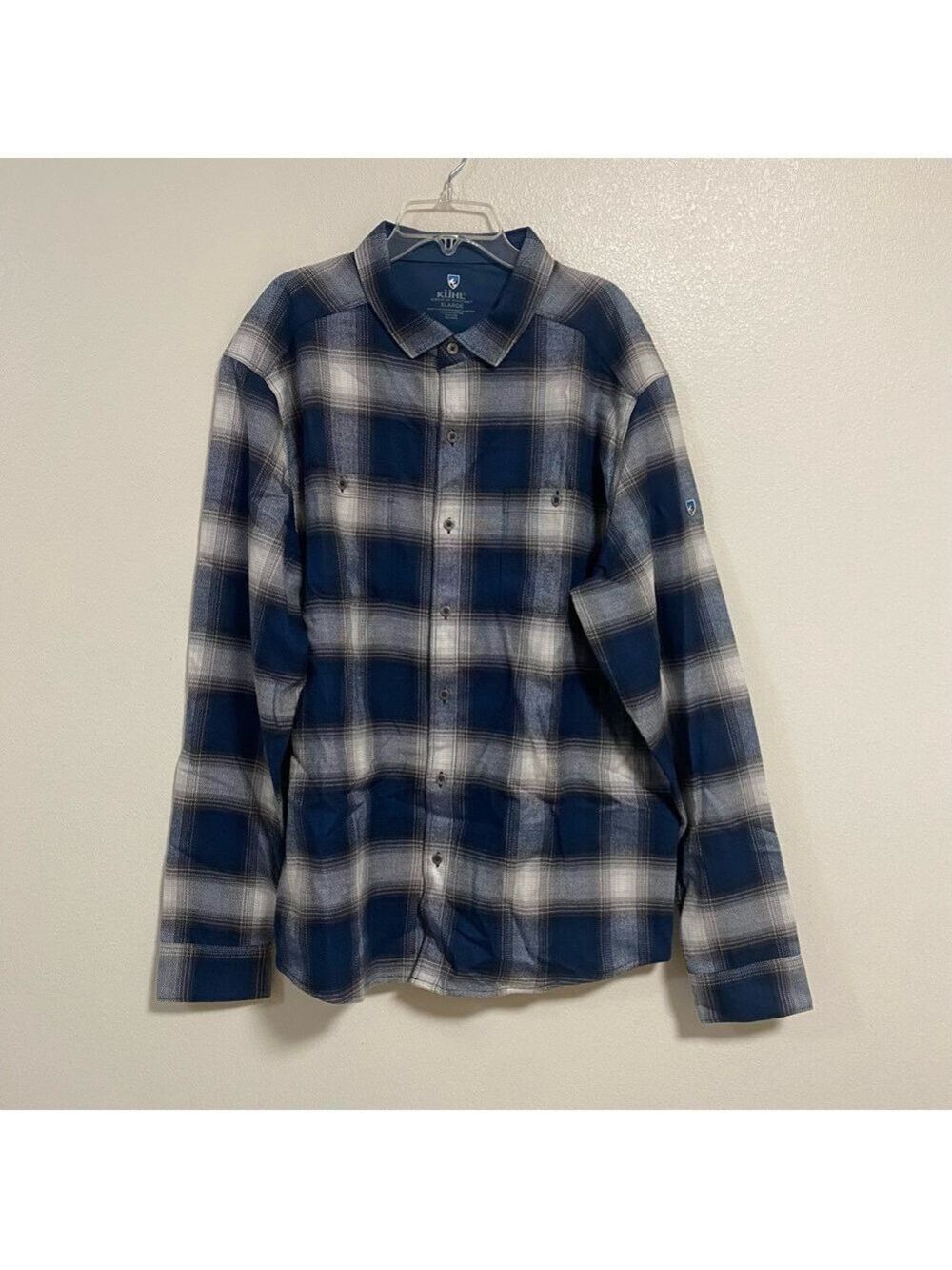 Kuhl shirt Men's XL Navy White Plaid The Law Flannel Button-Down Shirt LS